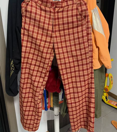 格子休闲长裤，阔腿裤，质量巨好，不起球，低...