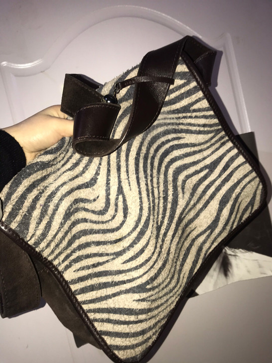 正品中古huntingWorld斑马纹麂皮...