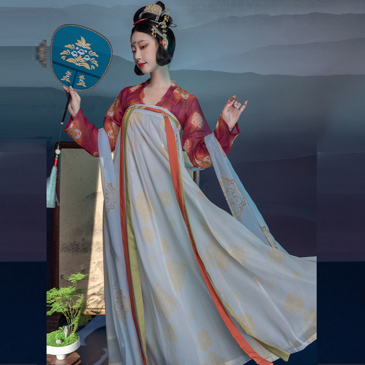 【永遇乐】栖月海棠原创汉服复原款齐胸唐制平...