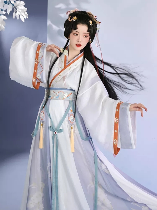 【流烟昔泠-白茶清欢】原创正品魏晋制交领宽...