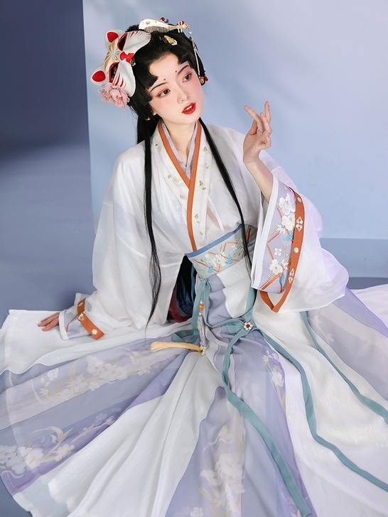 【流烟昔泠-白茶清欢】原创正品魏晋制交领宽...