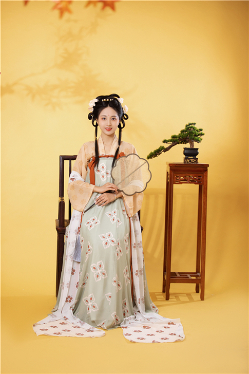 杉梅原创长安街唐风复原款齐胸汉服女一片式破...