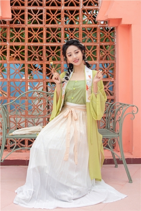 杉梅原创汉服【时令】明制合领衫女半袖长衫齐...