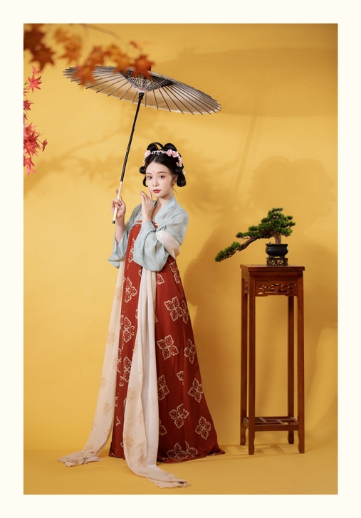 杉梅原创长安街唐风复原款齐胸汉服女一片式破...