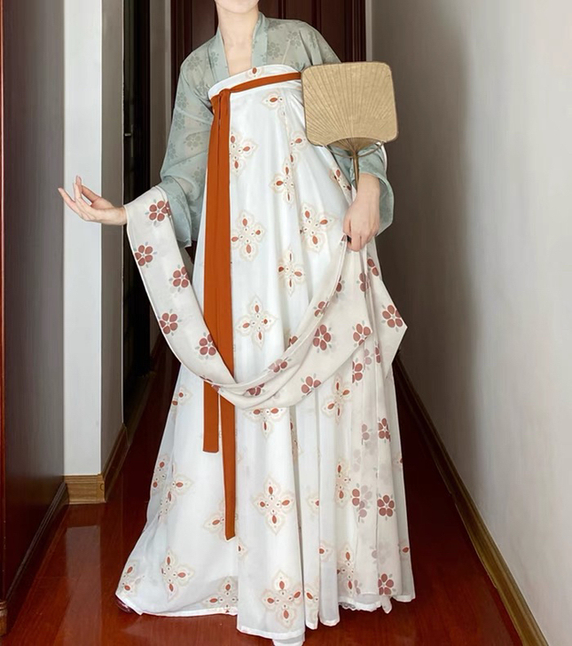 杉梅原创长安街唐风复原款齐胸汉服女一片式破...