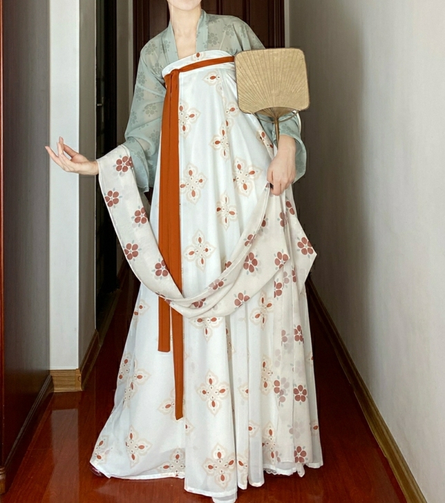 杉梅原创长安街唐风复原款齐胸汉服女一片式破...