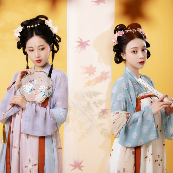 杉梅原创长安街唐风复原款齐胸汉服女一片式破...