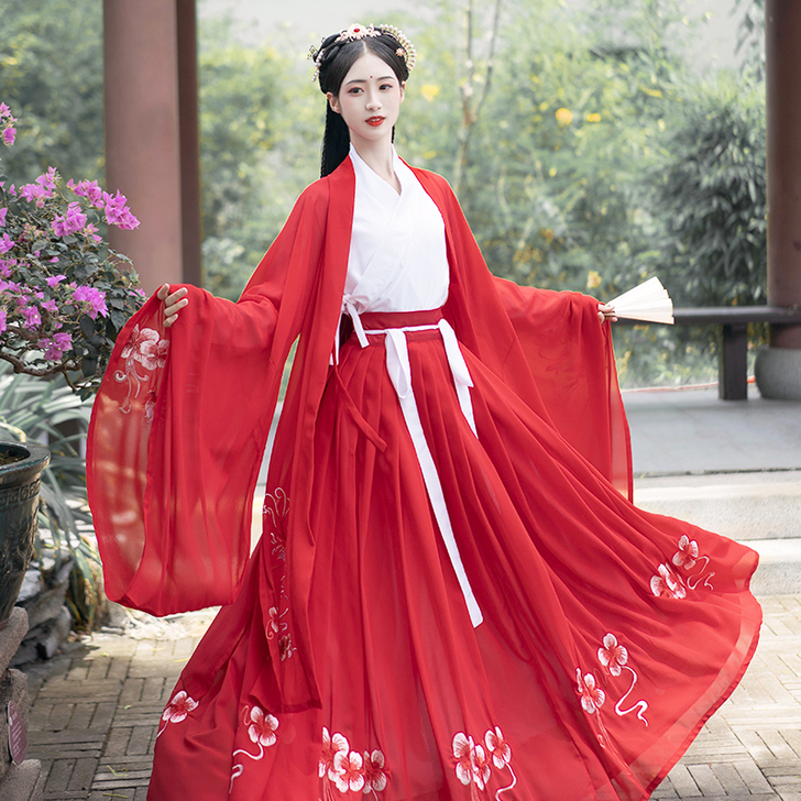 原创汉服女中国风齐腰襦裙全套古装飘逸超仙大...