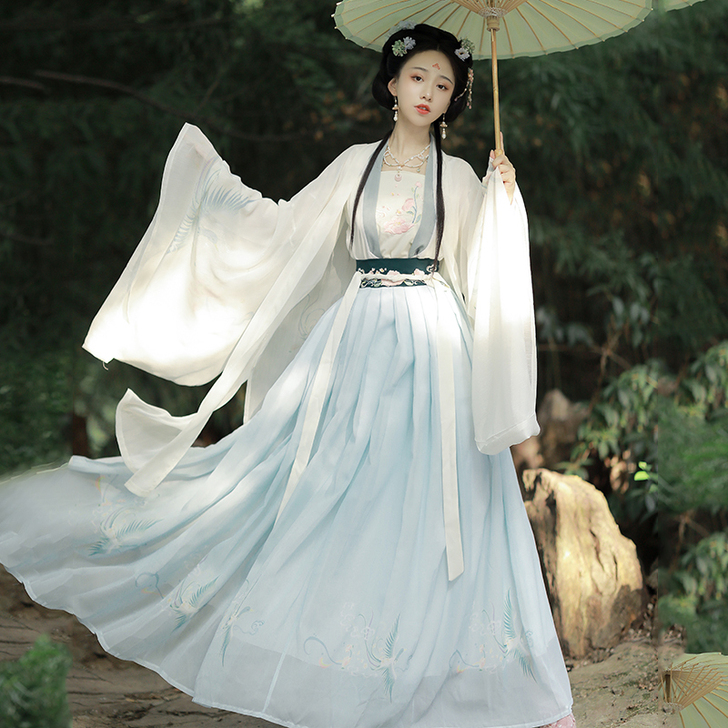 劲合夫诸原创汉服女夏齐腰襦裙中国风白菜广袖...