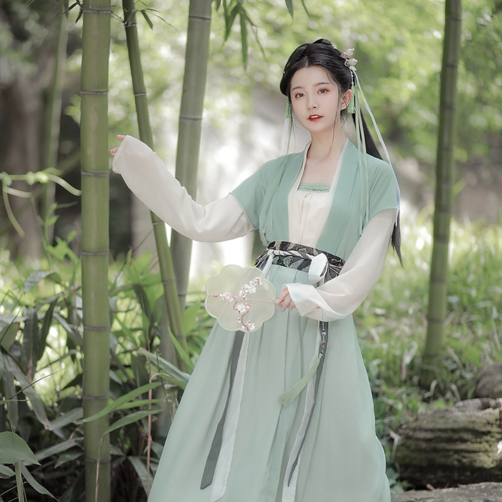 【清仓】鸟鸣涧青云汉服一片式对襟齐腰衫裙半...