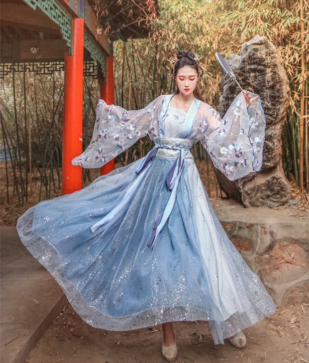 陛下兰他惜原创沧海赋传统汉服绣花对襟大袖衫...