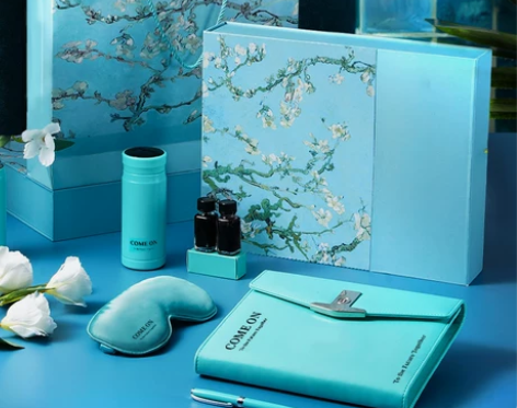 笔记本 高档蒂芙尼蓝多功能充电宝活页钢笔保...