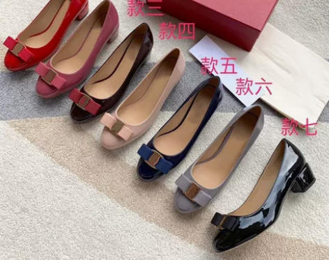 经典单鞋女浅口圆头真皮瓢鞋蝴蝶结平底芭蕾舞...