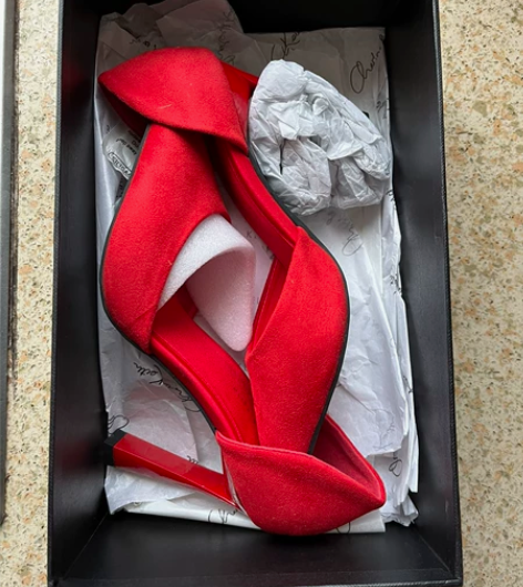 红色高跟单鞋 结婚鞋 结婚穿过一次，再没穿...