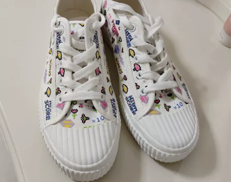 人本像素风涂鸦帆布鞋女小众鞋原创百搭平底夏...