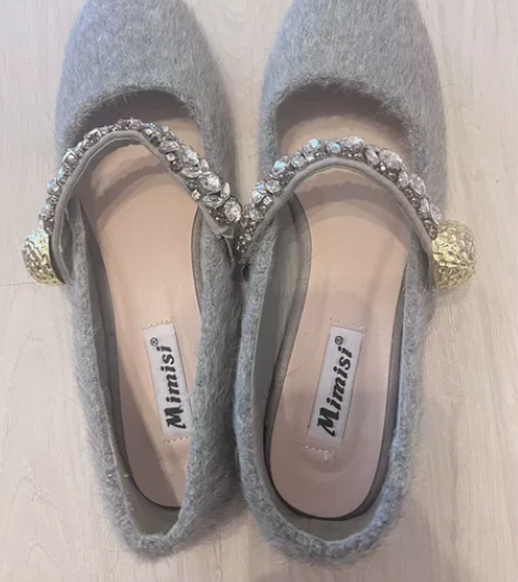 圆头水钻带娃娃鞋 9成新39