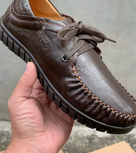 男款头层软牛皮休闲皮鞋商务简约款小牛皮软底...