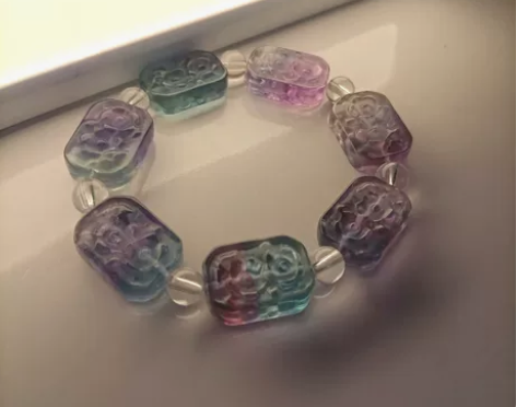 萤石 花牌 花福牌 手串 出闲置,只有透明...
