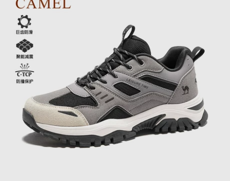 骆驼登山鞋男2022秋冬新款厚底休闲运动鞋...