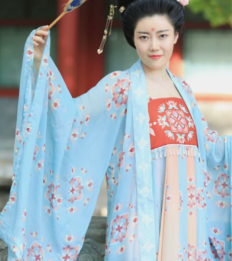 柒邑原创诃子裙【天青色】中国风唐制大袖衫非...