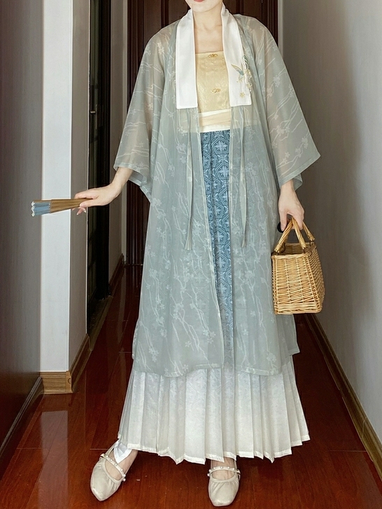 墨子研汉服女【清夏】明制合领衫半袖长衫日常...