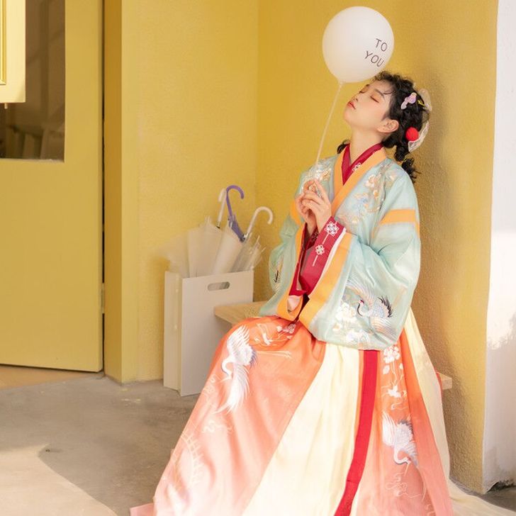 枫林渡原创仙羽亭晋制汉服女交领齐腰十二破襦...
