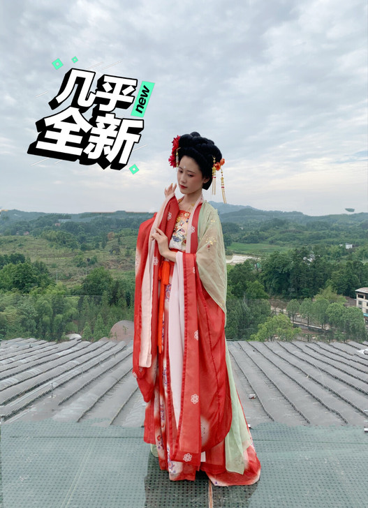 钟灵记【霓裳曲】大袖衫绿色批帛，穿过一次，...