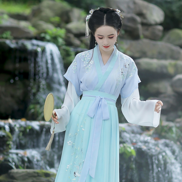 钟灵记沉香浅交领半臂魏晋风改良汉服素 ...