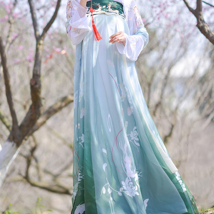 如梦霓裳汉服女齐胸襦裙对襟高腰行云涧刺绣印...