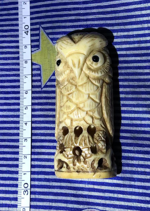 骨雕工艺品猫头鹰一个,清理出来非常适合做茶...