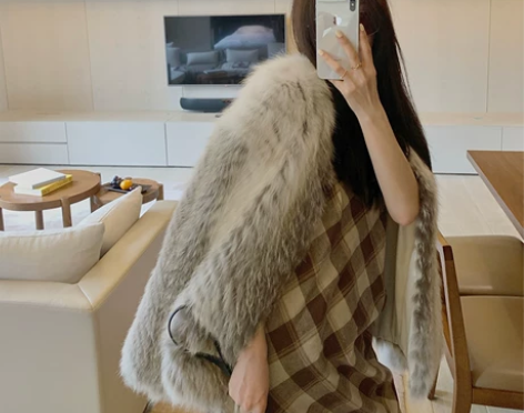 付智恩 雪野一梦 进口狐狸毛中长款年轻时尚...