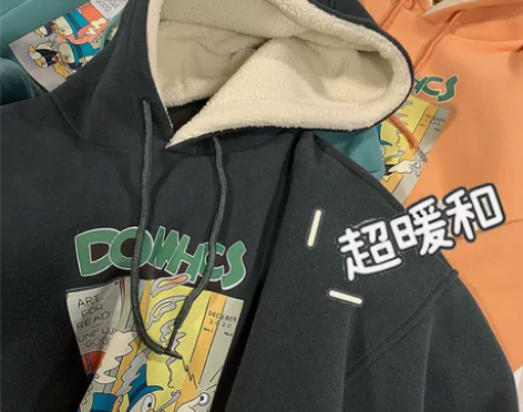 圣吉卡丹 港风秋冬新款羊羔绒卫衣男ins韩...