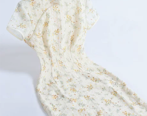 ?戚薇改良旗袍2022年新款女夏季时尚碎花...