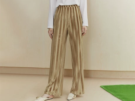 范思蓝恩丝绒阔腿裤女高腰休闲裤垂感直筒裤，...