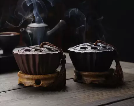 陶瓷家用香炉手工莲蓬室内盘香薰国风摆件檀香...