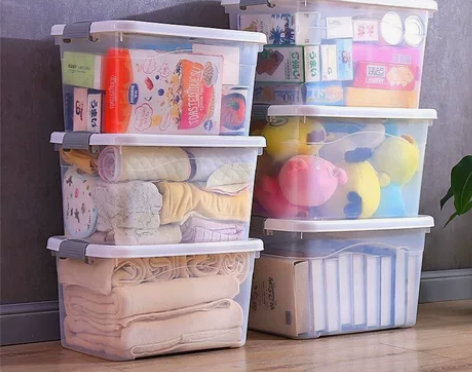 【3个装包邮】家居透明收纳箱塑料大号小号杂...