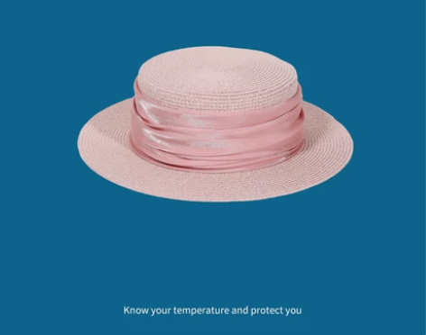 亮丝带褶皱平顶草帽女夏季出游防晒平顶帽度假...