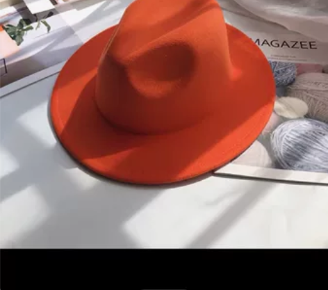 CY.秋冬季新款毛呢礼帽大檐直边帽子时尚百...