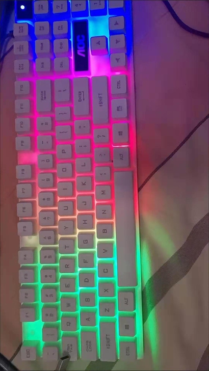 AOC KB121键盘机械手感有线键盘台式...