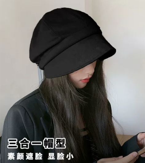 帽子女秋冬网红三合一渔夫贝雷帽日系小香画家...