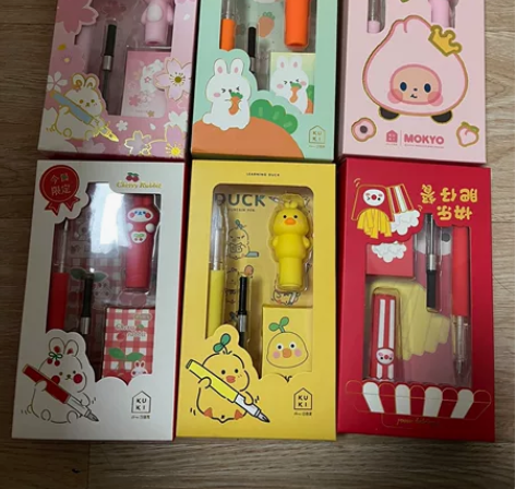 可奇卡通萌兔兔小黄鸭学生书法练字EF细笔尖...