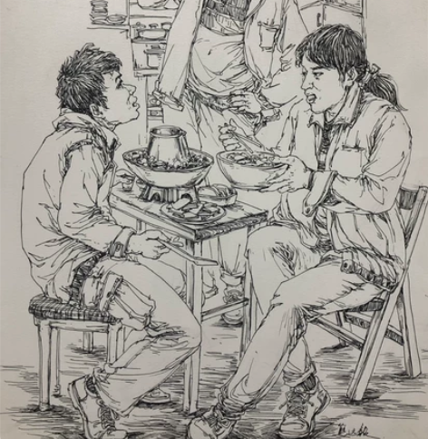 场景人物速写范画临摹资料艺考生美术生联考校...