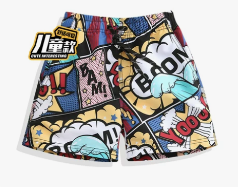 速干宝宝沙滩裤潮牌儿童泳衣宽松短裤亲子海边...