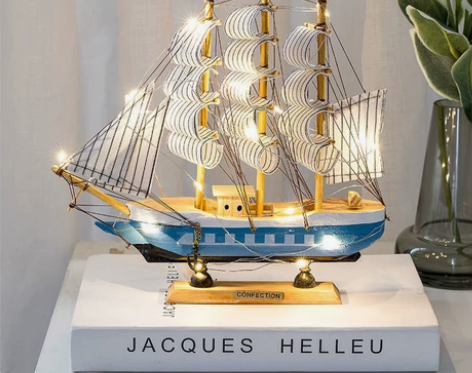 【一帆风顺帆船带灯模型】品牌型号 摆件客厅...