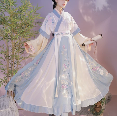 檀香阁原创汉服女春庭雪晋制齐腰魏晋风交领中...