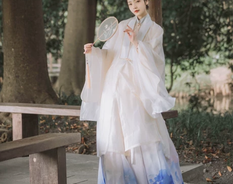 五五年汉服 原创女慕雪明制立领斜襟长衫搭披