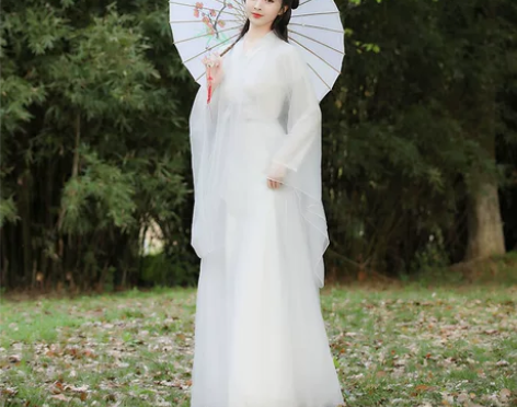 汉服女正品原创中国风改良版连衣裙飘逸古风白...