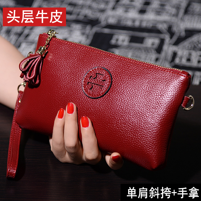 头层牛皮手包女包手拿包2021新款真皮女小...