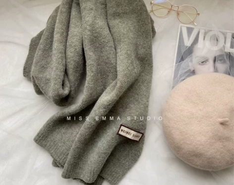 兔毛针织围巾女秋冬季韩版日系百搭长款可爱少...