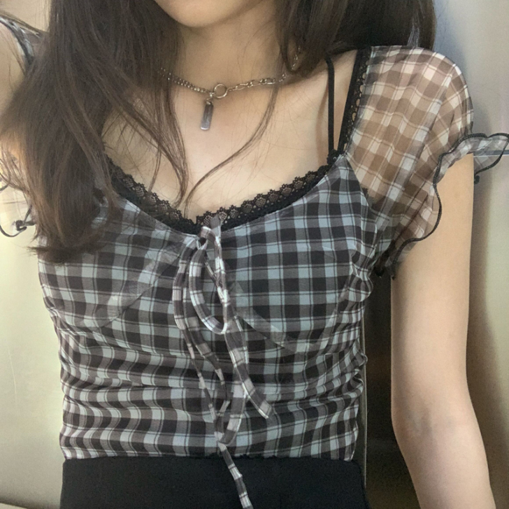 Vee Miny/薇米妮 蕾丝雪纺衫